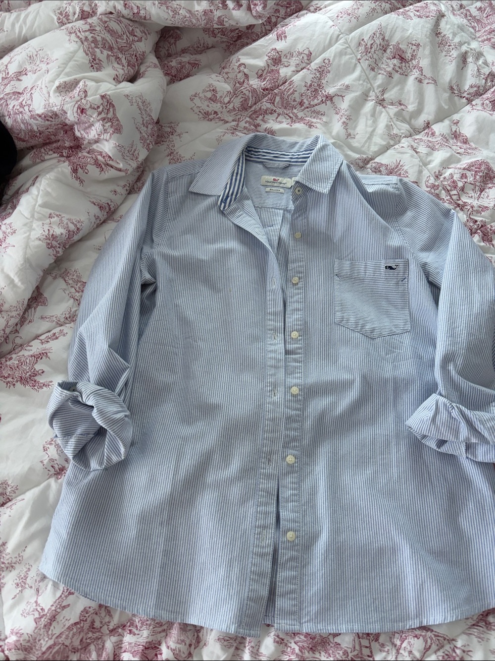 Vineyard Vines Light Blue Pinstripe Button-Down Shirt - women